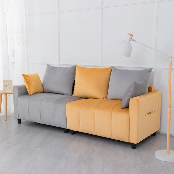 Velvet Modern 2-Seater Sofa, Light, photo 2 of 8
