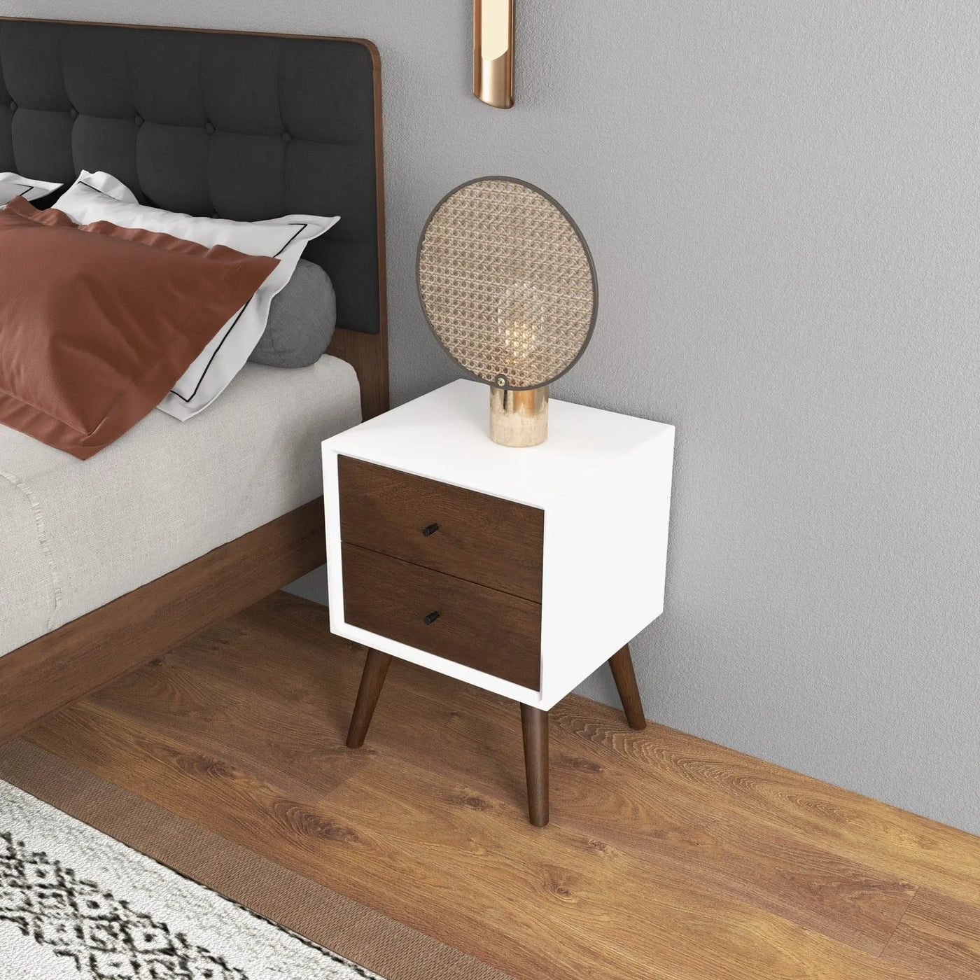 Caroline - Mid-Century Modern Style Night Stand 2 Drawer by HouseOfZazla