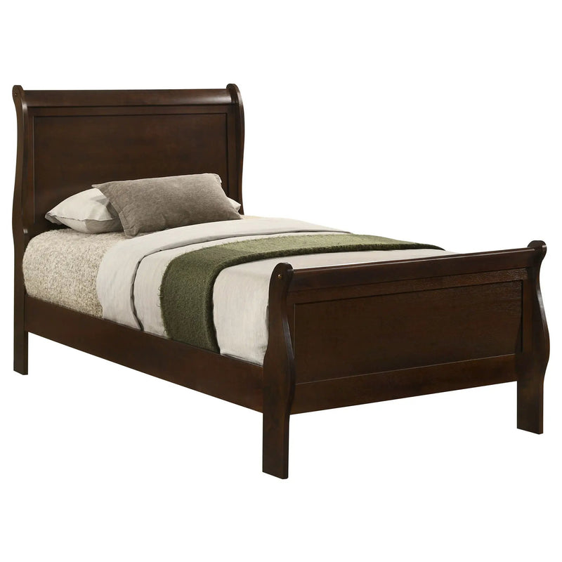 Louis Philippe Wood Twin Sleigh Bed Cappuccino by Unique Piece Furniture