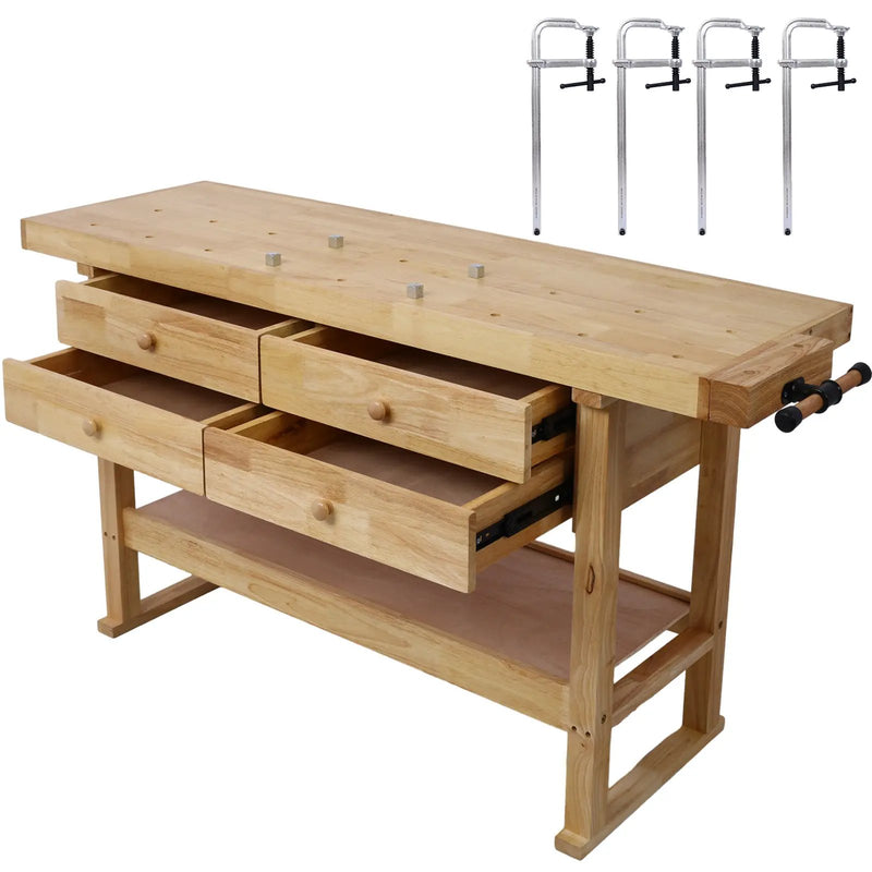 60-Inch Workbench with 4 Drawers and Bar Clamps by HouseOfZazla