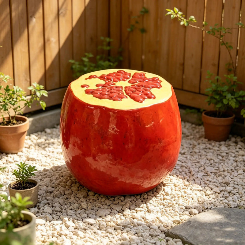 Pomegranate Fruit Stool – 13.4" Oversized Resin Stool by HouseOfZazla
