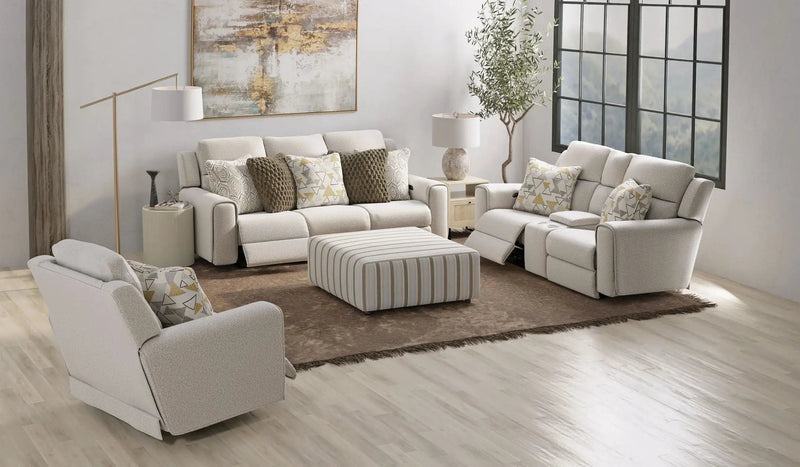 Micah - Power Headrest Power Deep Seat Reclining Console Loveseat - Oatmeal by Unique Piece Furniture
