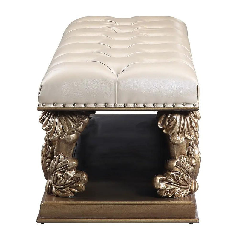 Constantine - Bench - Light Gold Synthetic Leather , Brown & Gold by Unique Piece Furniture