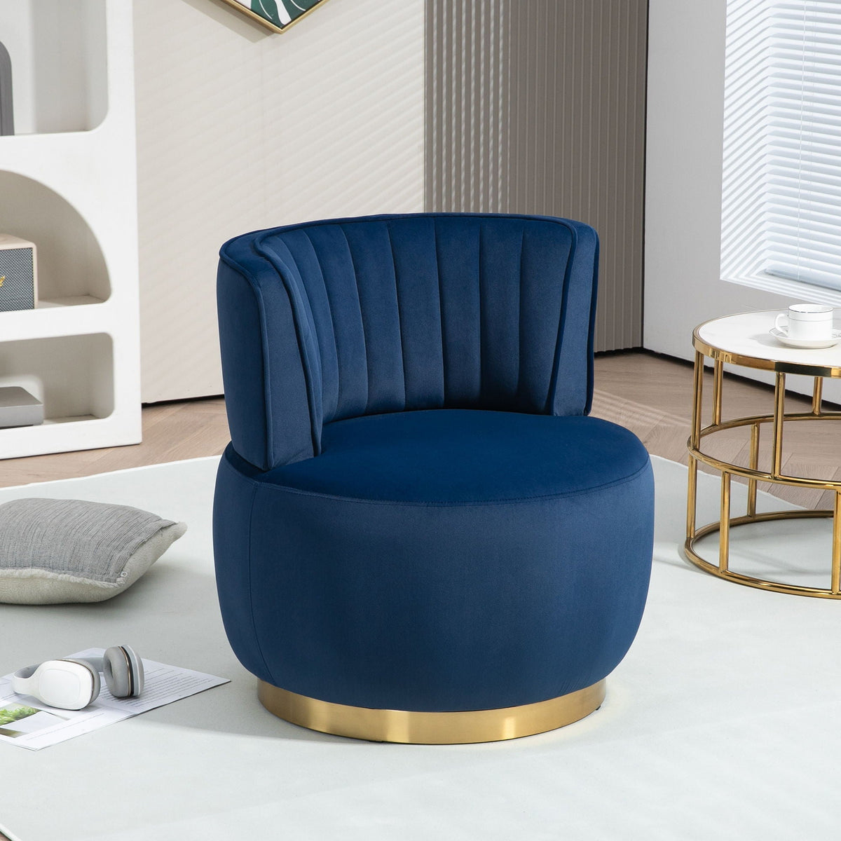 360 Degree Swivel Cuddle Barrel Accent Sofa Chair with Fluffy Upholstery - Multiple Colors, photo 20 of 25