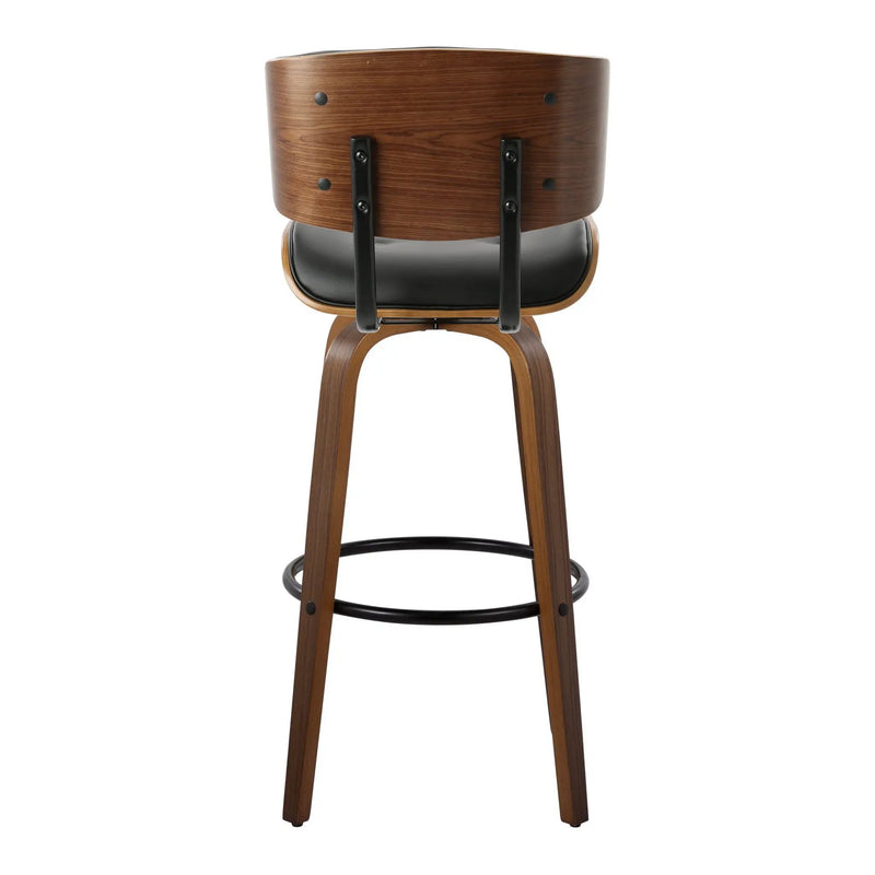 Lombardi - Mid-Century Modern Fixed Height Barstool With Swivel With Round Footrest (Set of 2) by Unique Piece Furniture