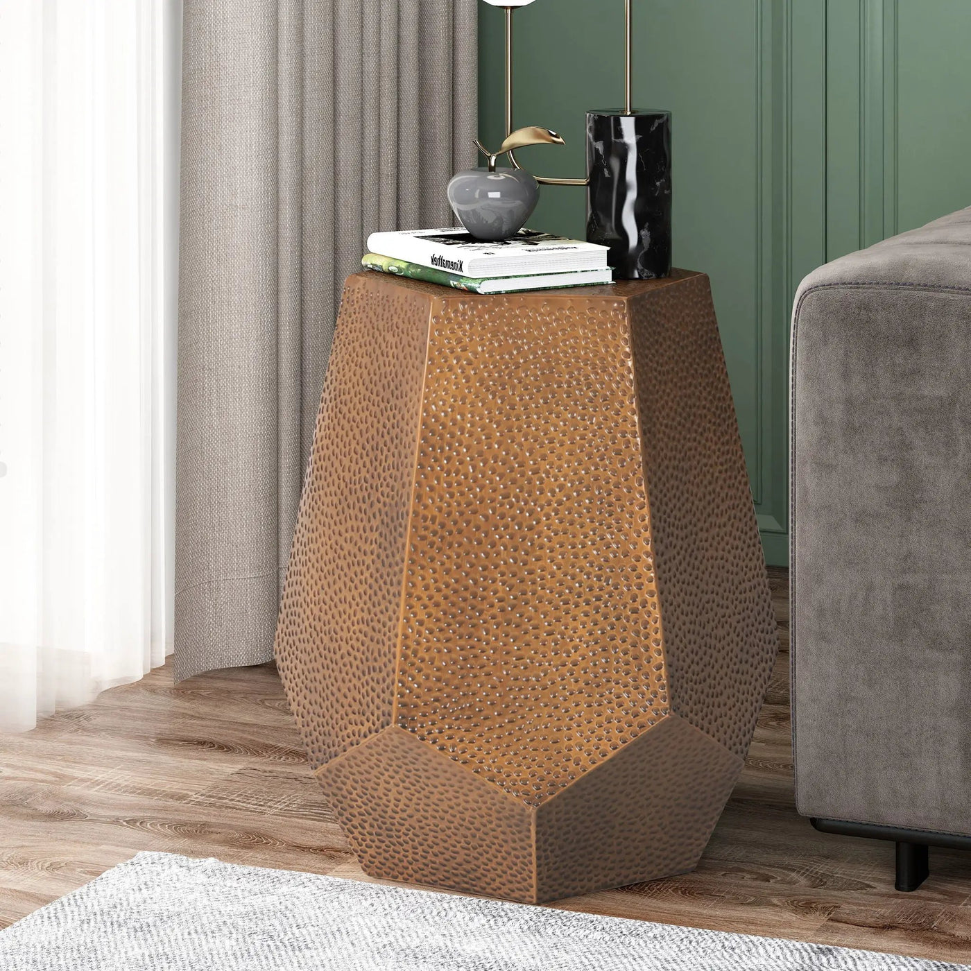 Modern Hammered Iron Geometric End Table by HouseOfZazla
