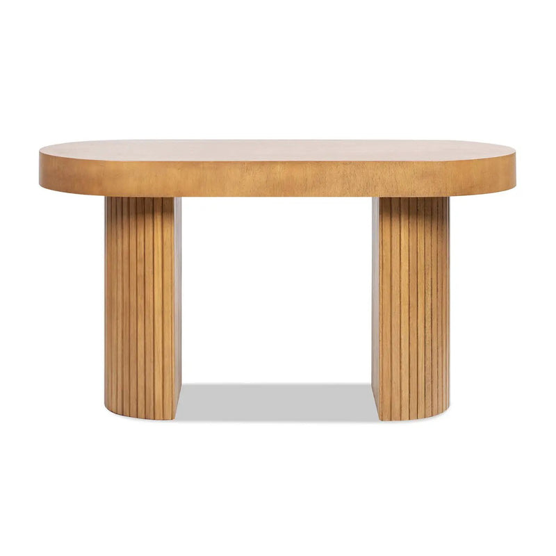 Jesse - Single Drawer Fluted Oval Console Desk - Honey Brown by HouseOfZazla
