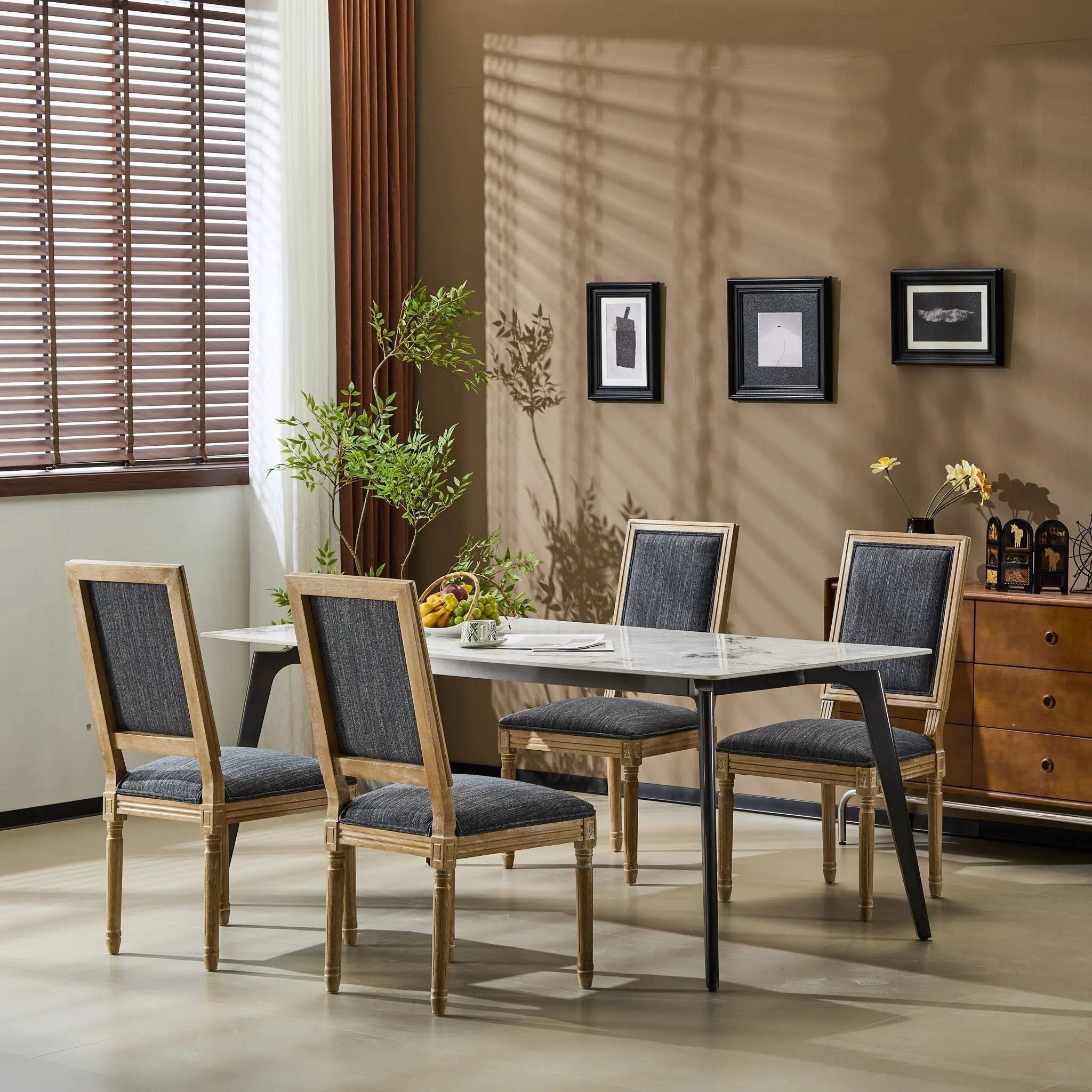 French Country Style Dining Chair With Upholstered Seating And Fluted Legs by HouseOfZazla