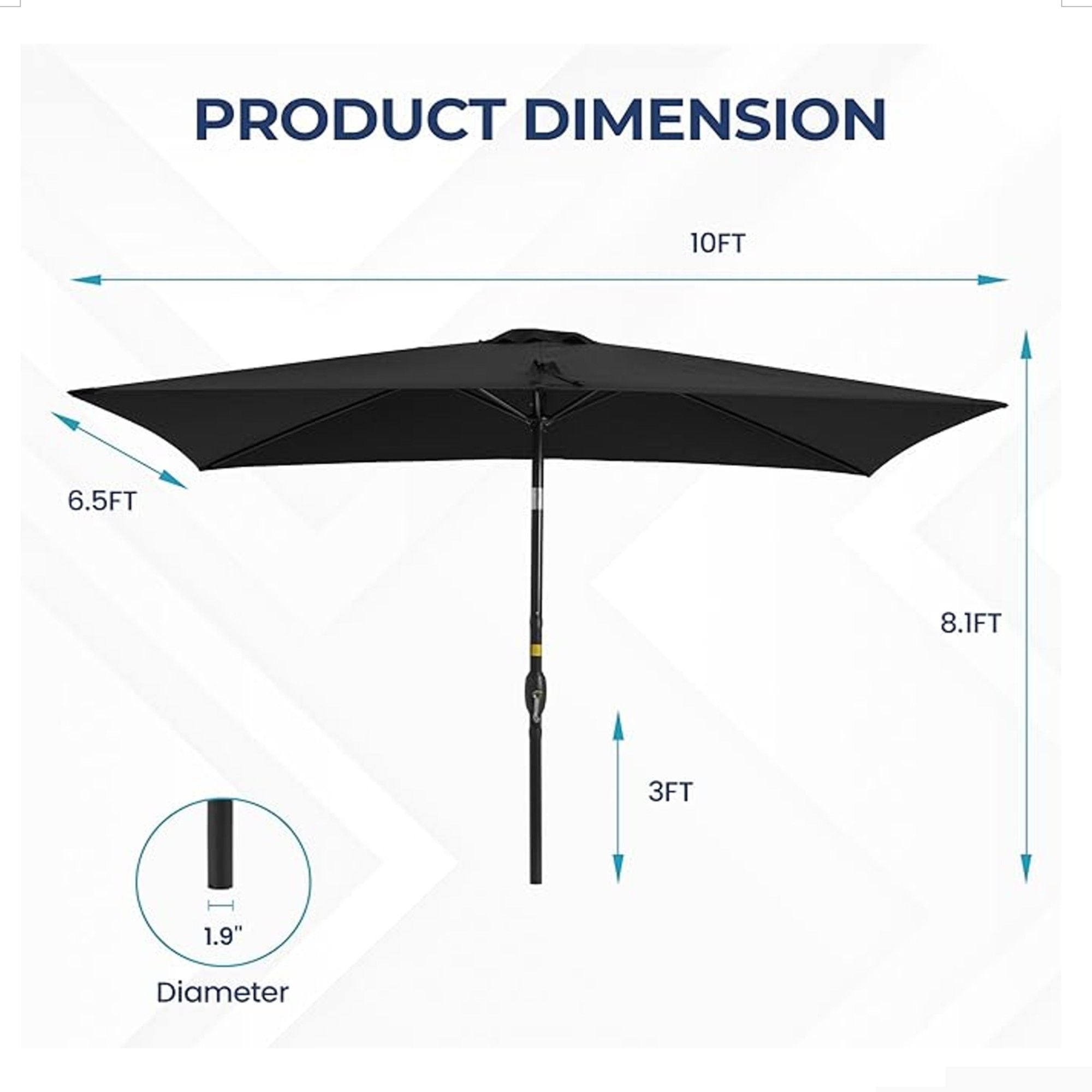 Rectangular Patio Umbrella With Crank Tilt, Polyester UV-Resistant Canopy by HouseOfZazla
