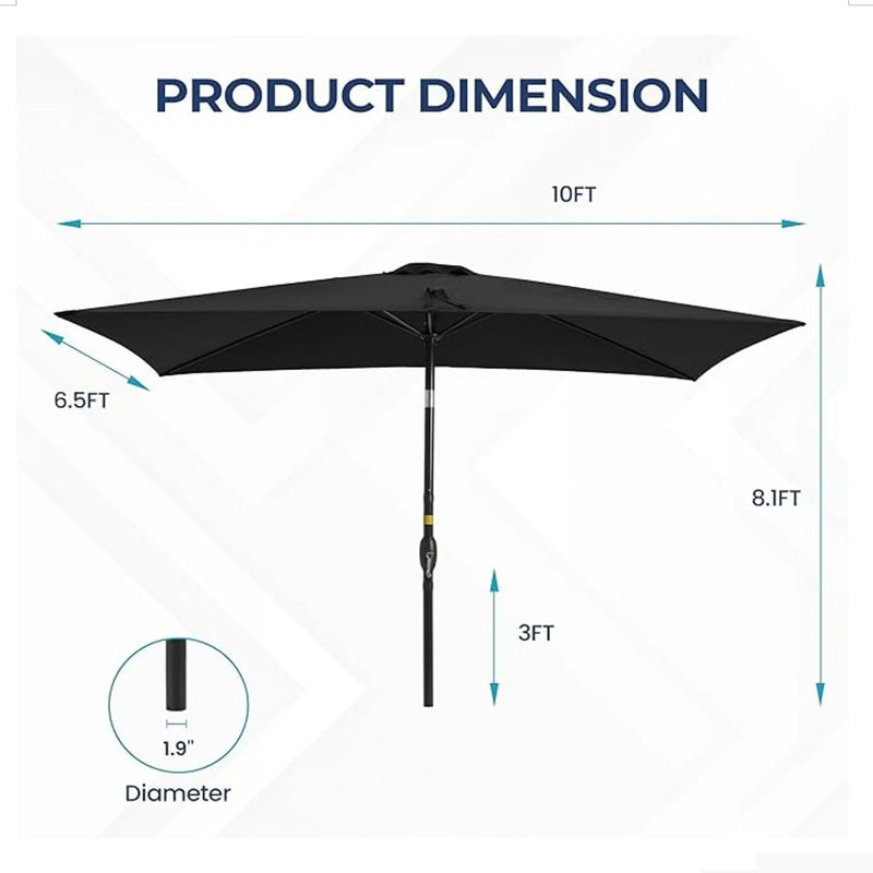 Rectangular Patio Umbrella With Crank Tilt, Polyester UV-Resistant Canopy by HouseOfZazla