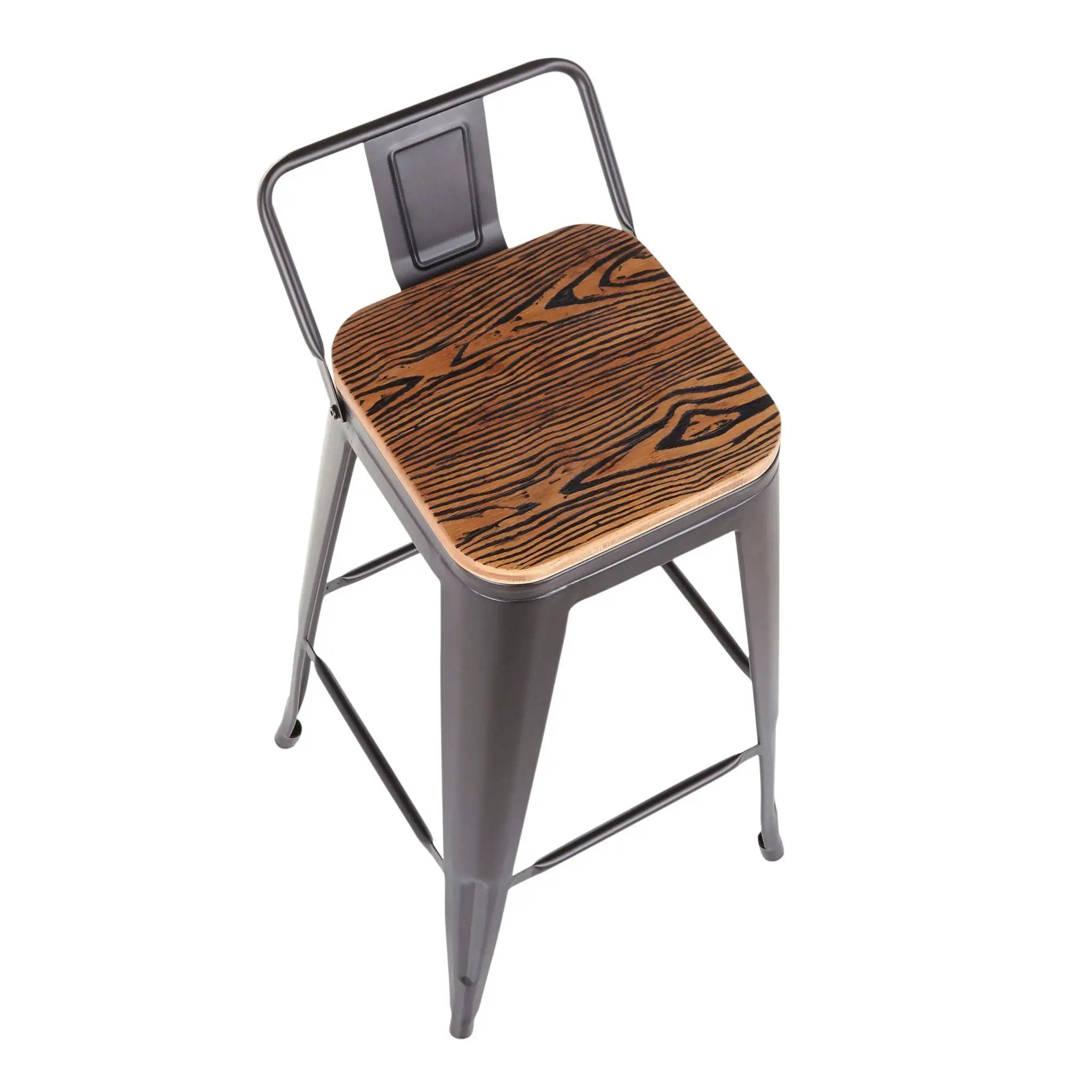 Oregon - Industrial Low Back Barstool (Set of 2) - Black by Unique Piece Furniture