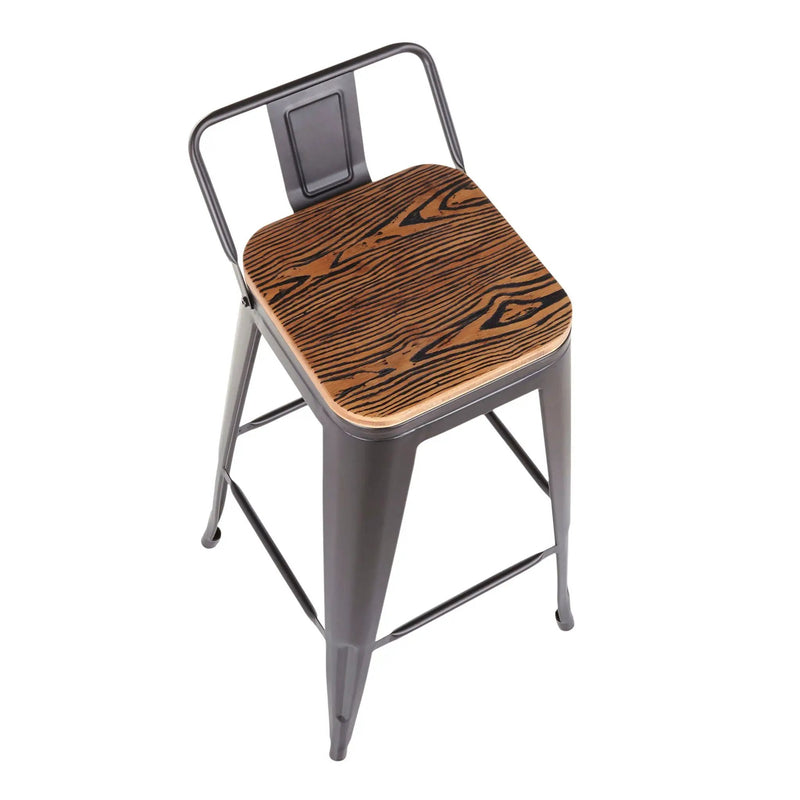 Oregon - Industrial Low Back Barstool (Set of 2) - Black by Unique Piece Furniture