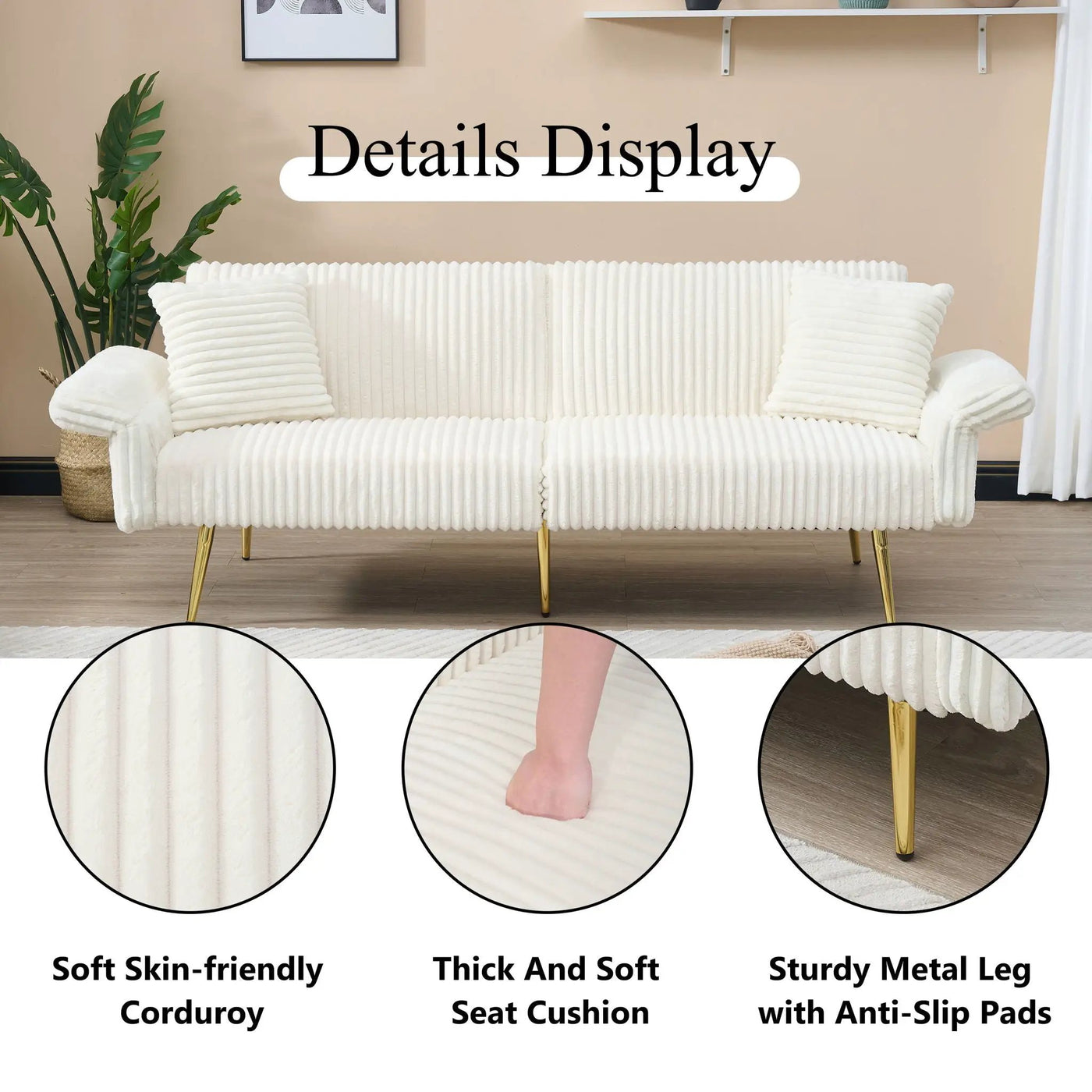 Luxury Foldable Double Sofa Bed With Folding Armrests by HouseOfZazla