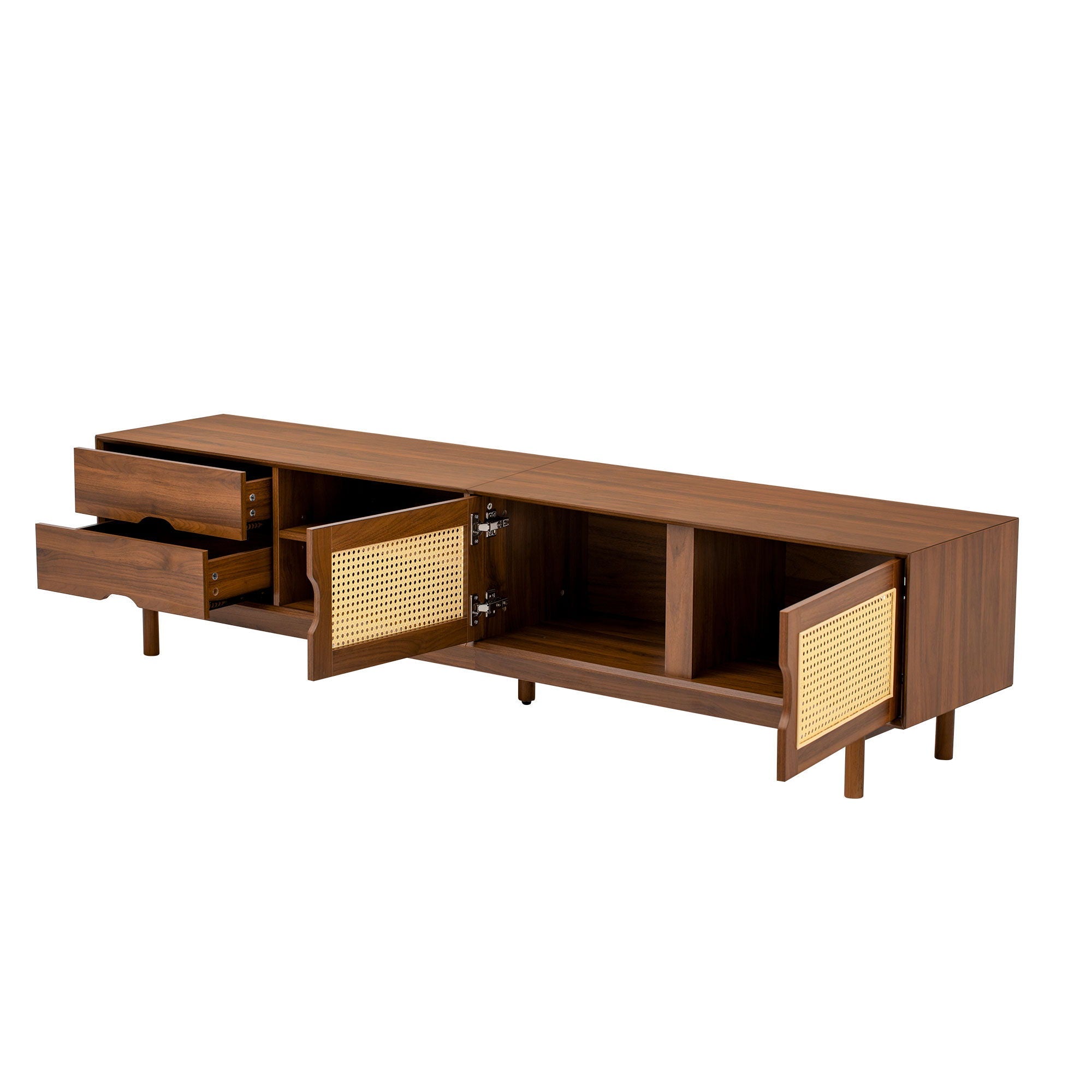 TV Stand For TVs Up To 85", Media Console With 2 Drawers - Walnut by HouseOfZazla