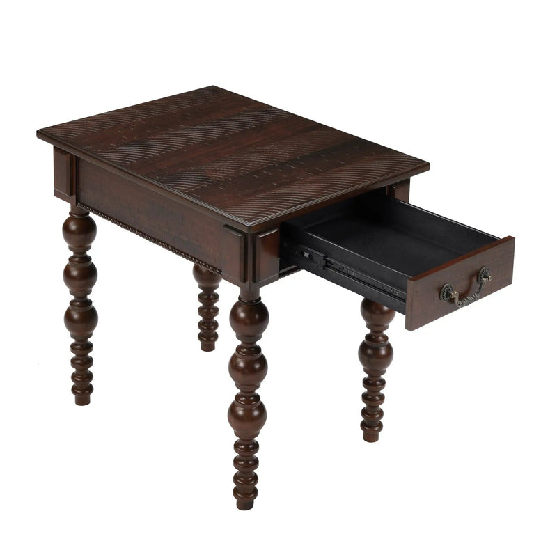 Solid Wood End Table with Drawer in Espresso Finish by HouseOfZazla