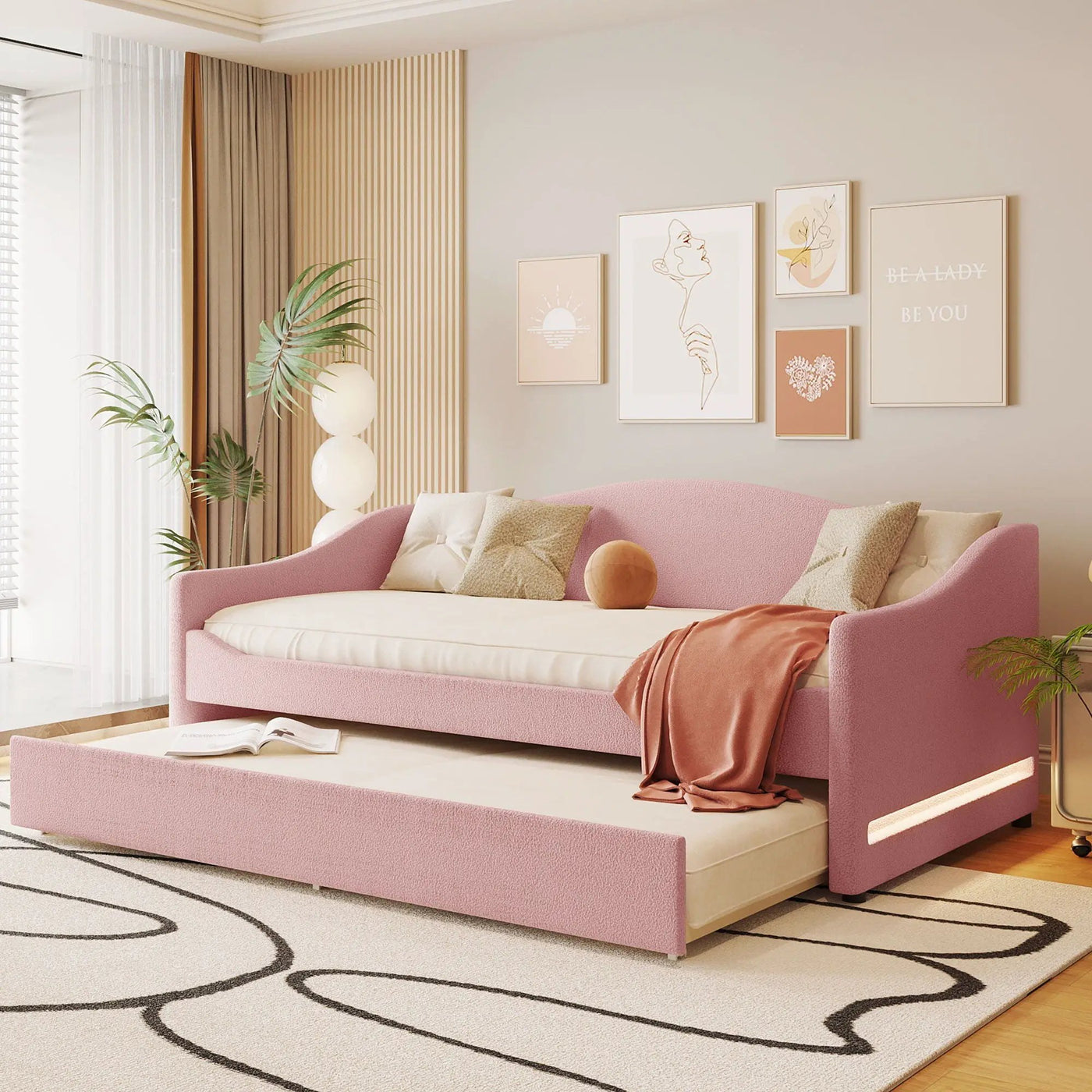 Design Upholstered Daybed With Light and Trundle by HouseOfZazla