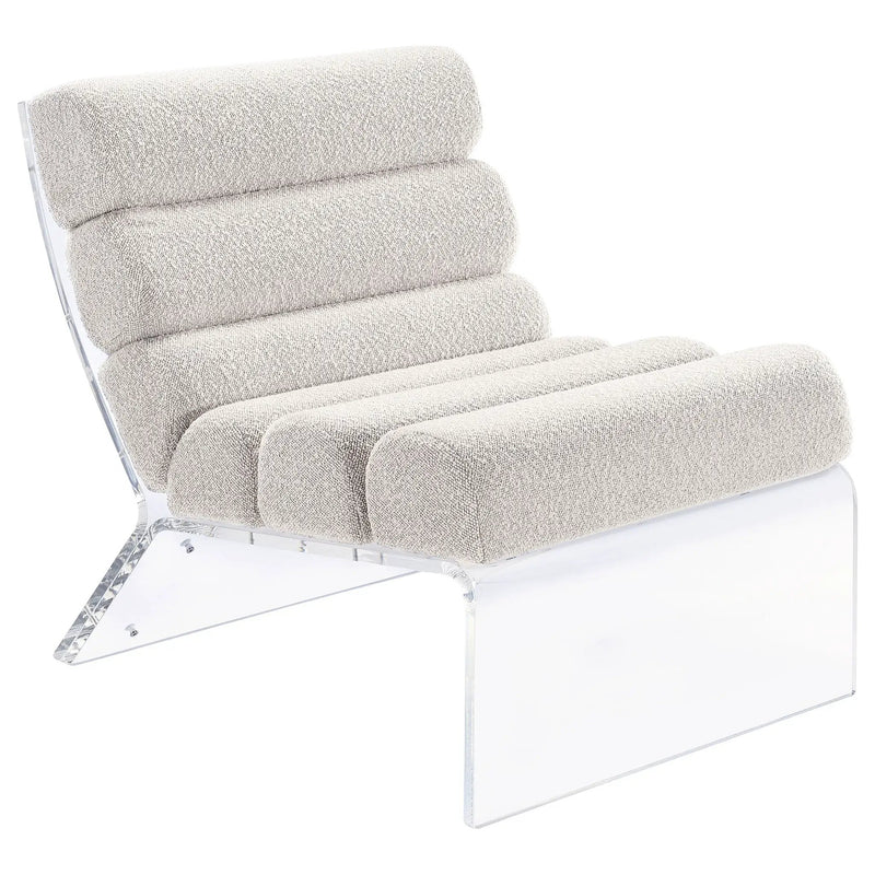 Serreta Boucle Upholstered Armless Acrylic Chair Ivory by Unique Piece Furniture
