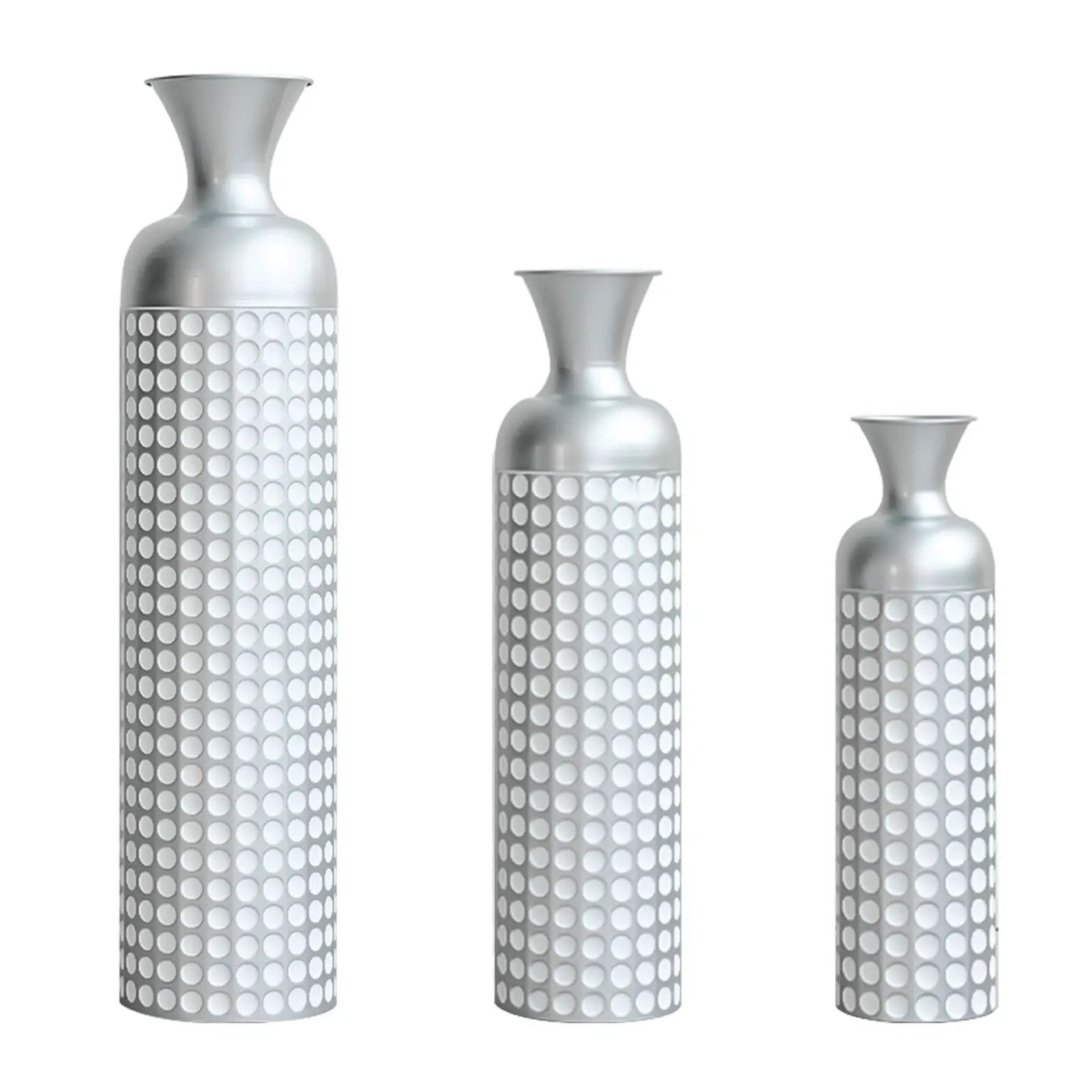 3 Pack Semi-Handcrafted Gold Metal Vase Collection by HouseOfZazla