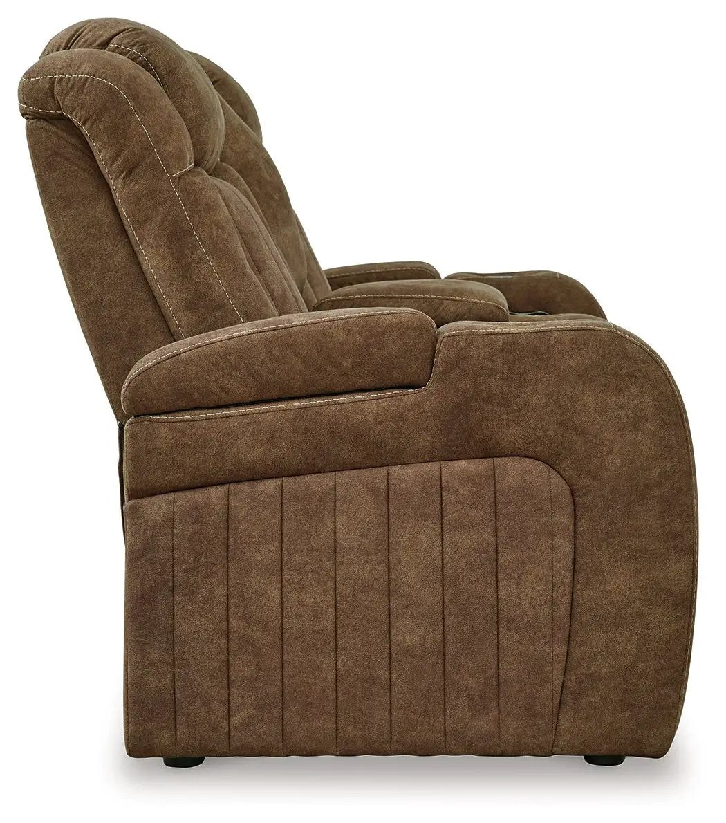 Wolfridge - Power Reclining Loveseat With Console /Adj Hdrst - Brindle by Unique Piece Furniture