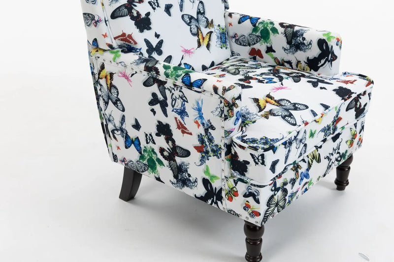 Upholstered Accent Chair, Vintage Armchair with Linen Fabric and Nailhead Trim by HouseOfZazla