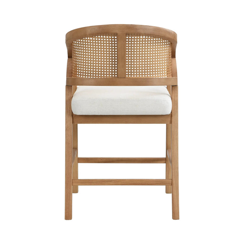 Wooden Frame Counter Stool with Rattan Back - Set of 2 by HouseOfZazla