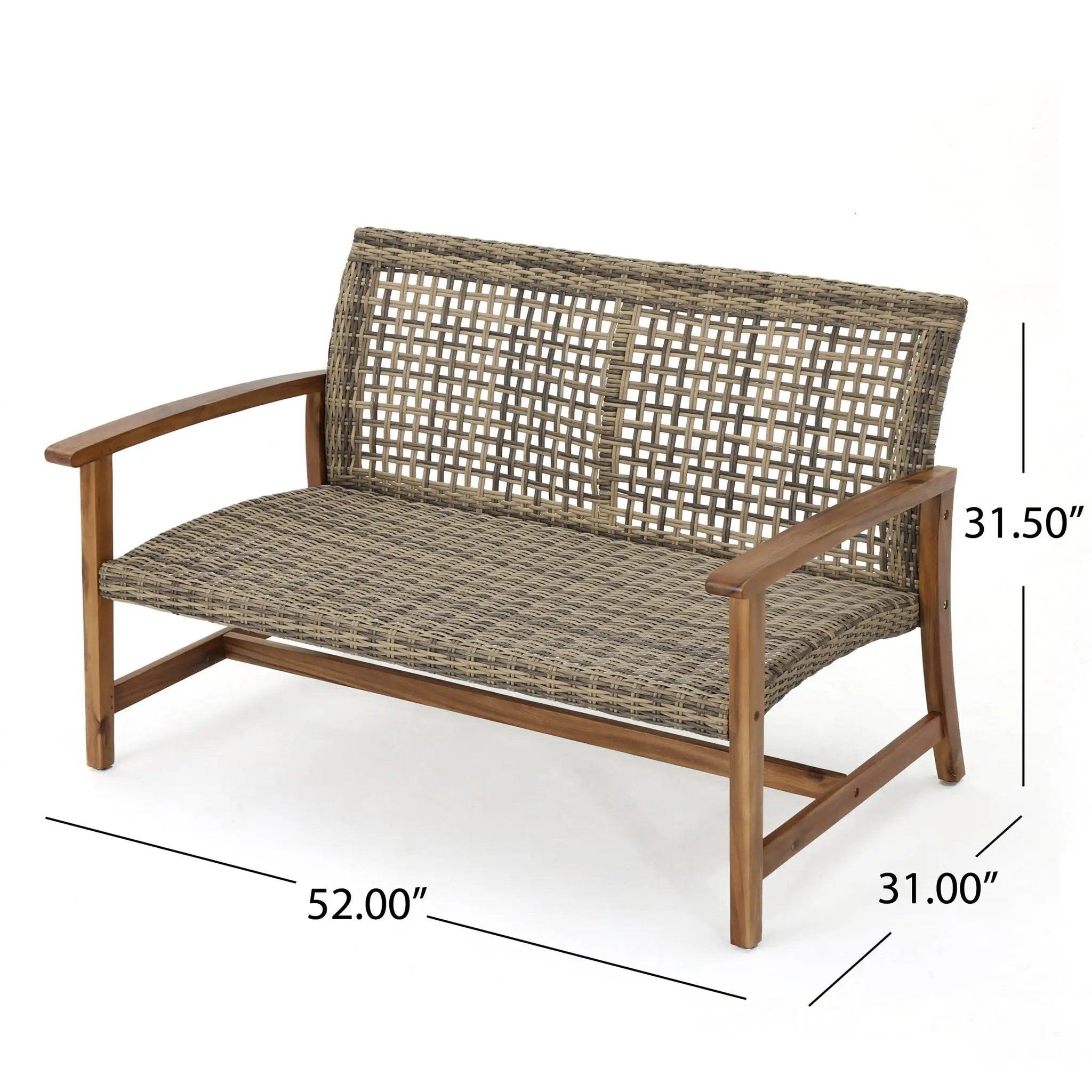 Outdoor Rattan Loveseat with Wooden Legs - Brown by HouseOfZazla