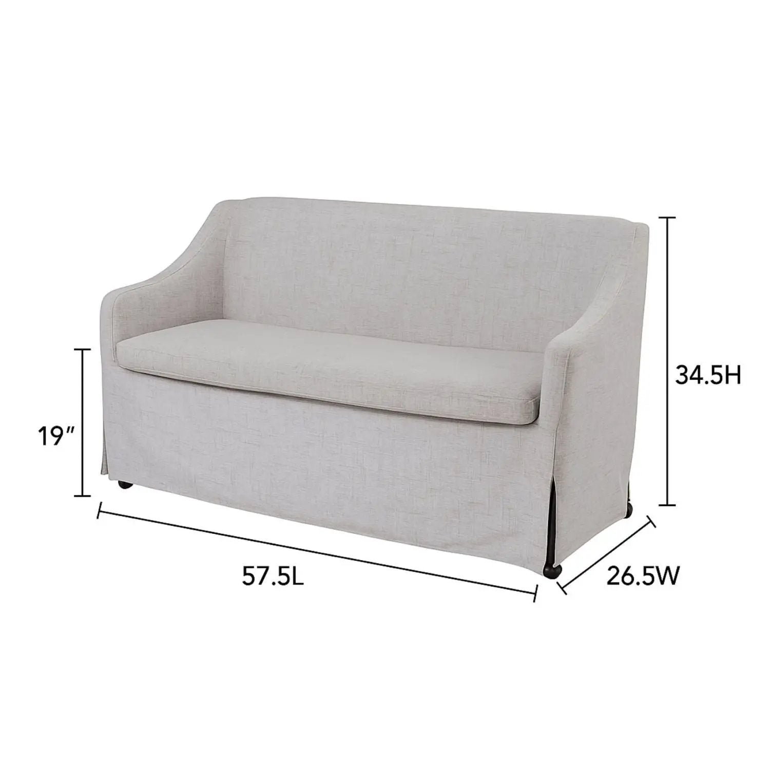 Slip Covered Settee With Casters - Beige by HouseOfZazla