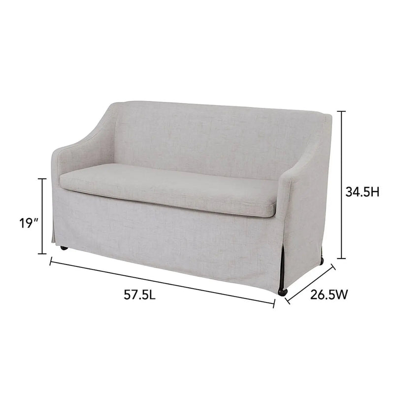 Slip Covered Settee With Casters - Beige by Unique Piece Furniture
