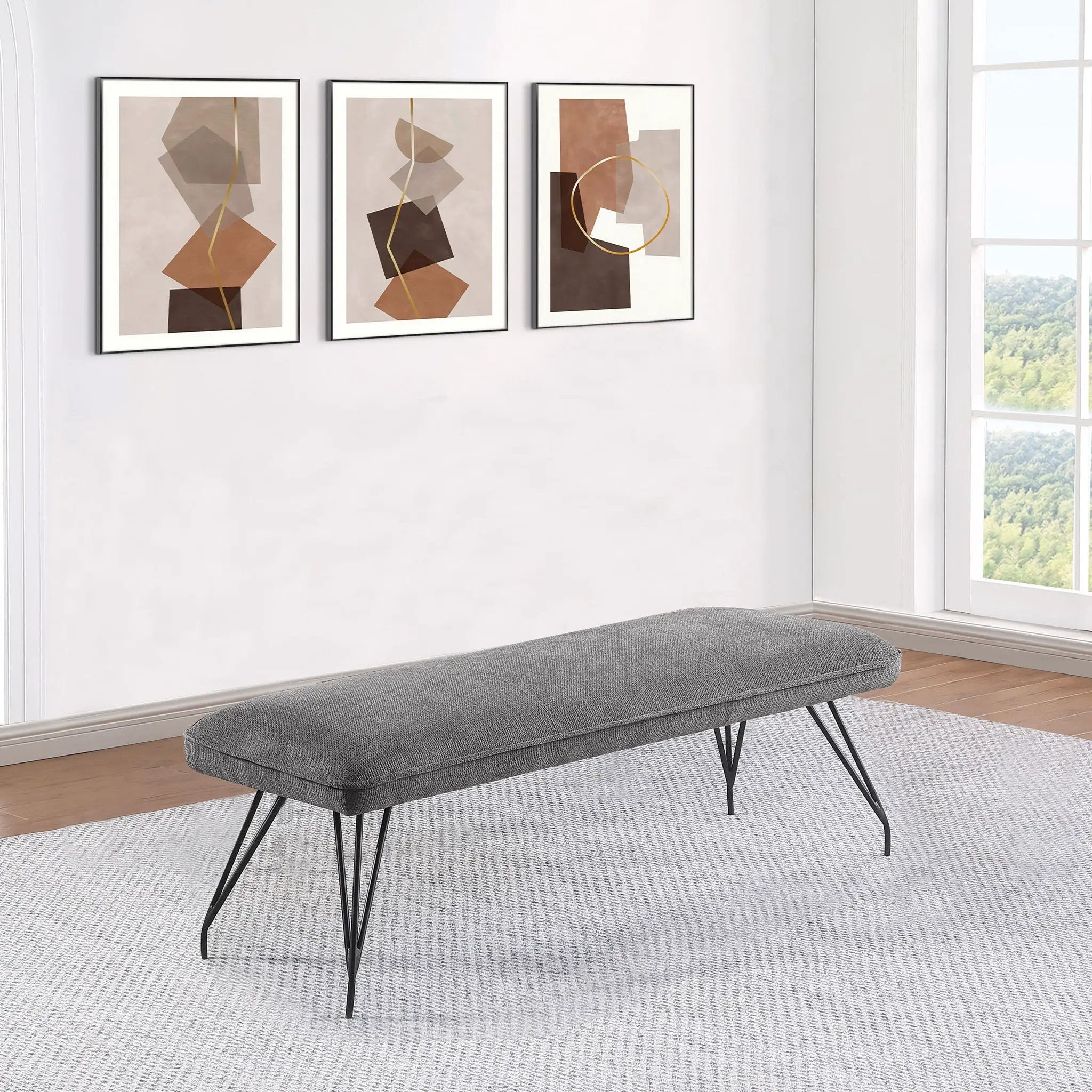 Dodson Fabric Upholstered Dining Bench Grey by Unique Piece Furniture