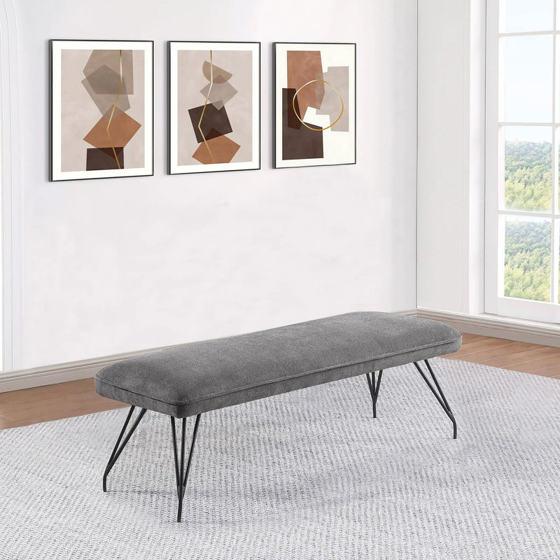 Dodson Fabric Upholstered Dining Bench Grey by Unique Piece Furniture