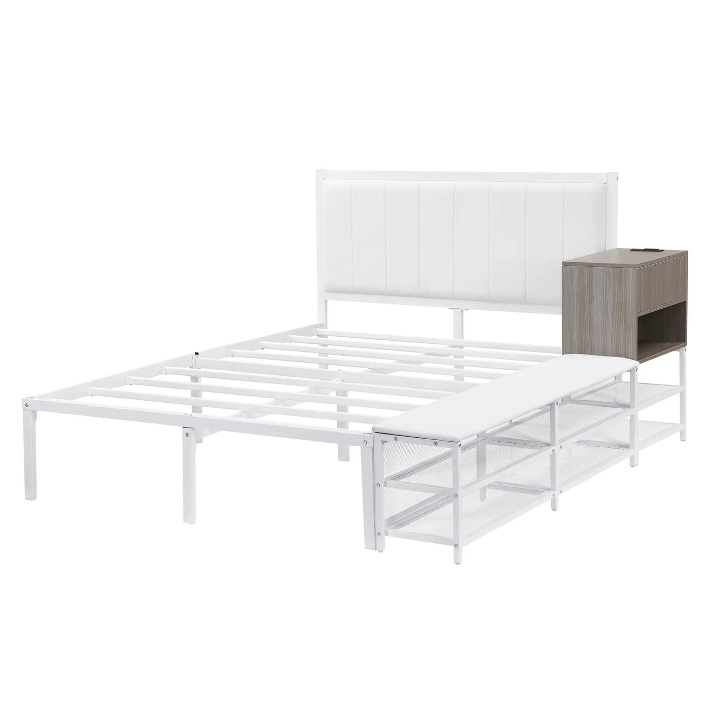 Platform Bed With 2 Tier Storage Shelves, Storage Cabinet by HouseOfZazla