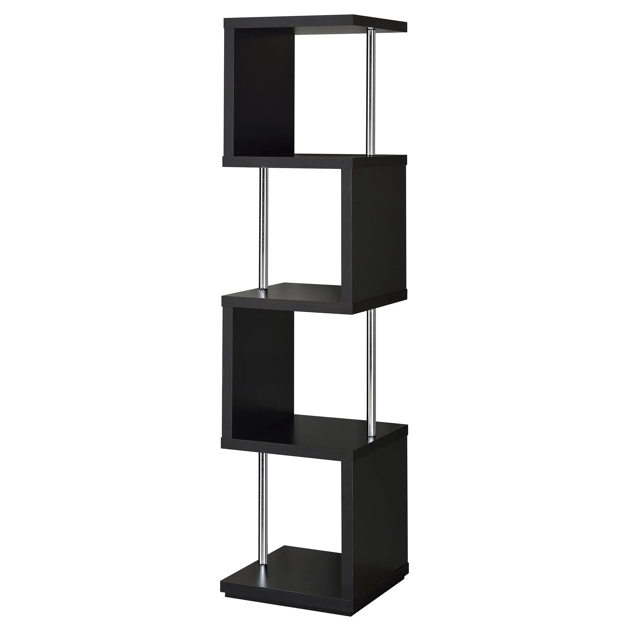 Baxter 67-inch 4-shelf Bookshelf Black and Chrome by Unique Piece Furniture