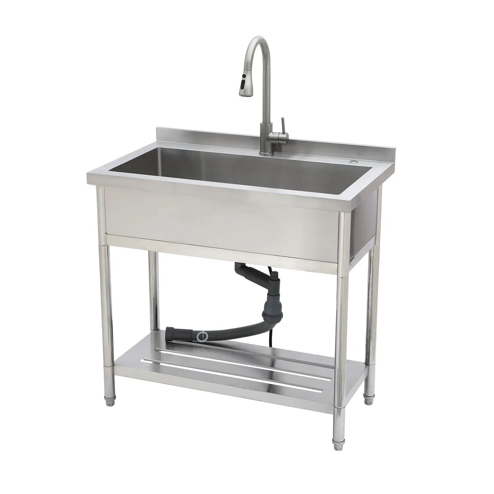 Stainless Steel Freestanding Utility Sink with Pull-Out Faucet by HouseOfZazla