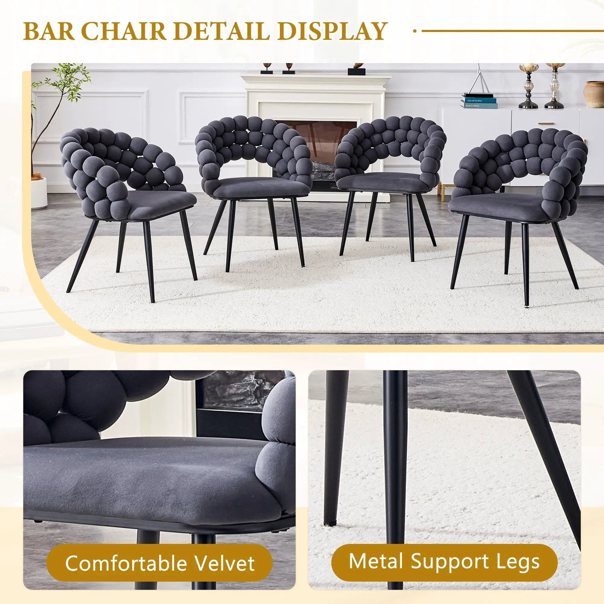 Puffy Bubble, Ball Chain Chairs For Dining Room (Set of 2)