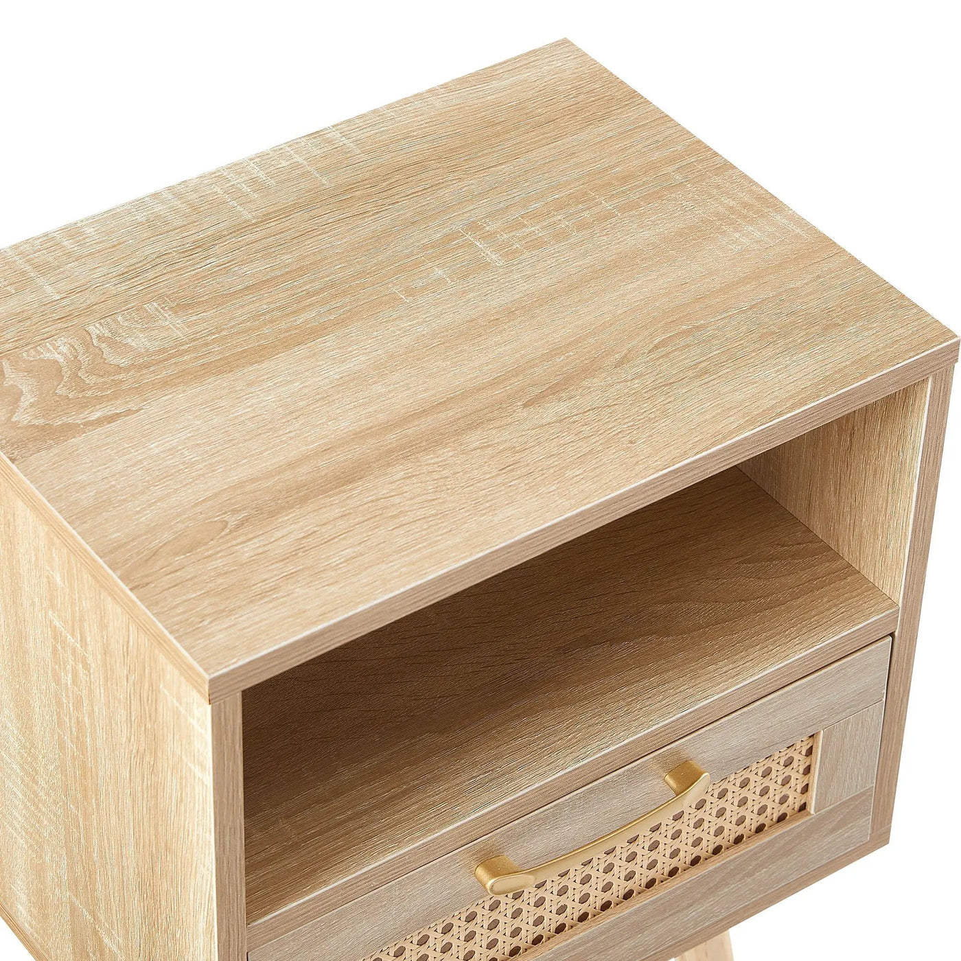 15.75" Rattan End Table With Drawer And Solid Wood Legs, Modern Nightstand, Side Table For Living Room, Bedroom by HouseOfZazla