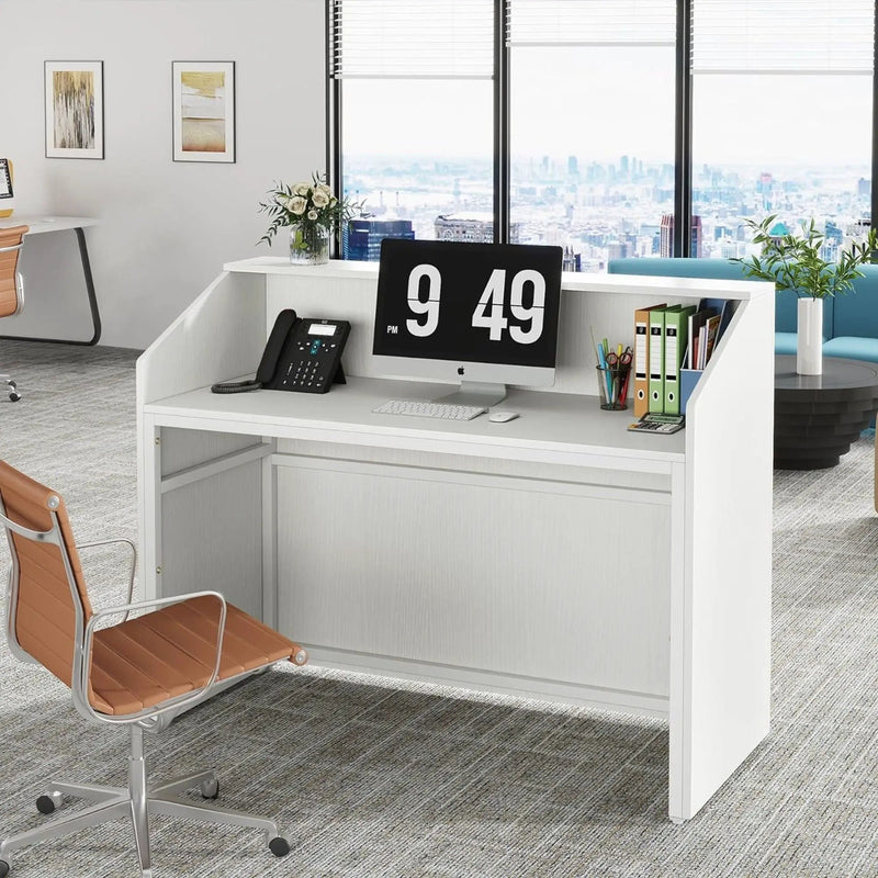 Modern Reception Desk, Front Desk Table With Cable Grommet & Privacy Panels by HouseOfZazla