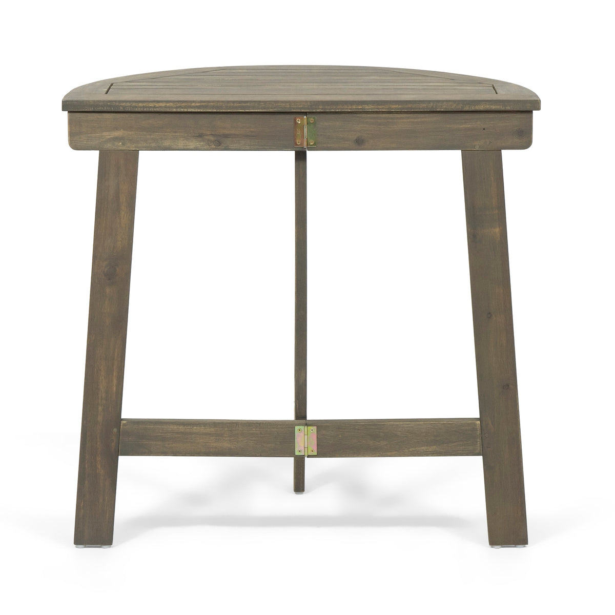 Acacia Wood Outdoor Half-Round Folding Bistro Table with Folding Design - Grey or Natural, photo 6 of 10