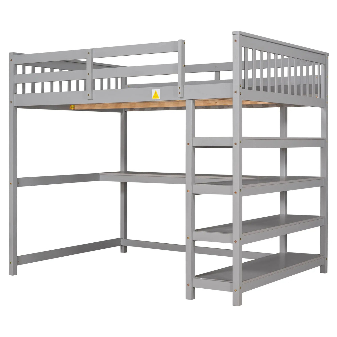 Loft Bed With Storage Shelves And Under Bed Desk by HouseOfZazla