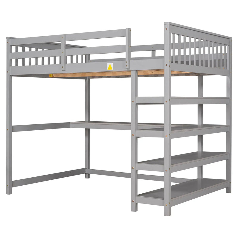 Loft Bed With Storage Shelves And Under Bed Desk by Unique Piece Furniture