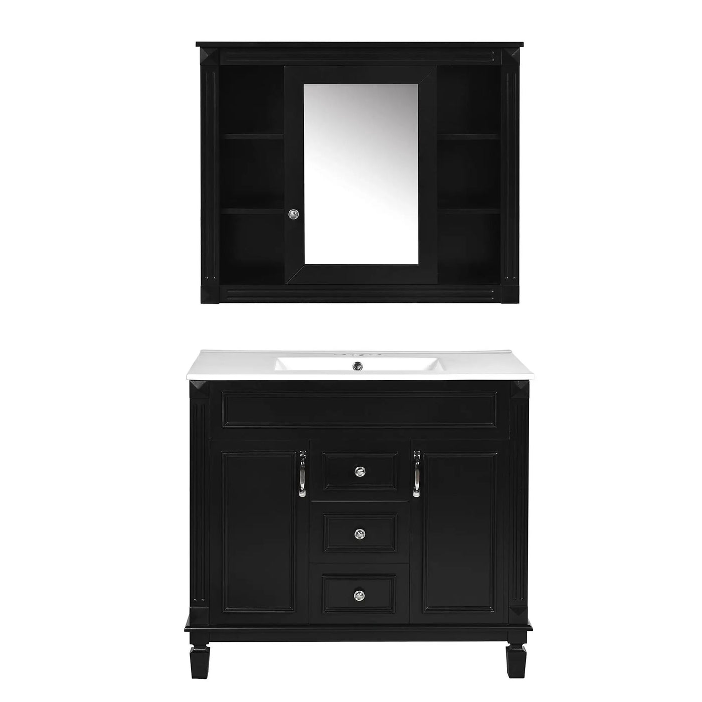 Bathroom Vanity With Top Sink, Mirror Cabinet, 2 Soft Closing Doors & 2 Drawers by HouseOfZazla