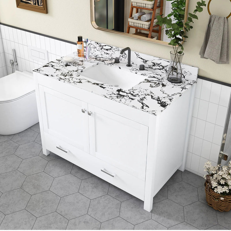 Bathroom Vanity With Storage - White by HouseOfZazla