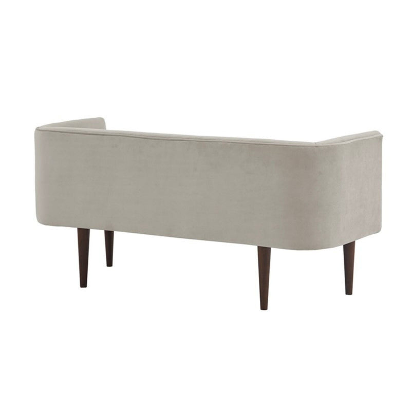 Cream Accent Bench with Low Back & Sides – Upholstered, Solid Wood Legs, photo 3 of 7