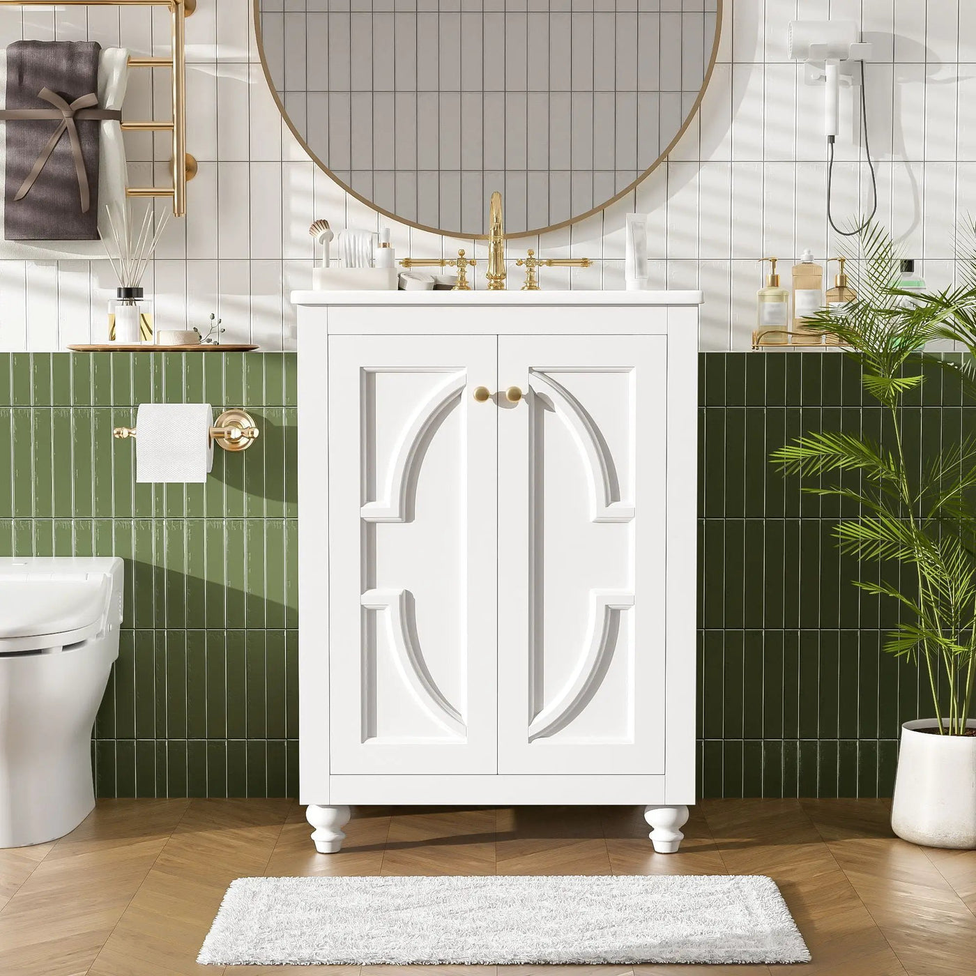Bathroom Vanity With Ornate Elliptical Motif, Soft Close Hinges by HouseOfZazla