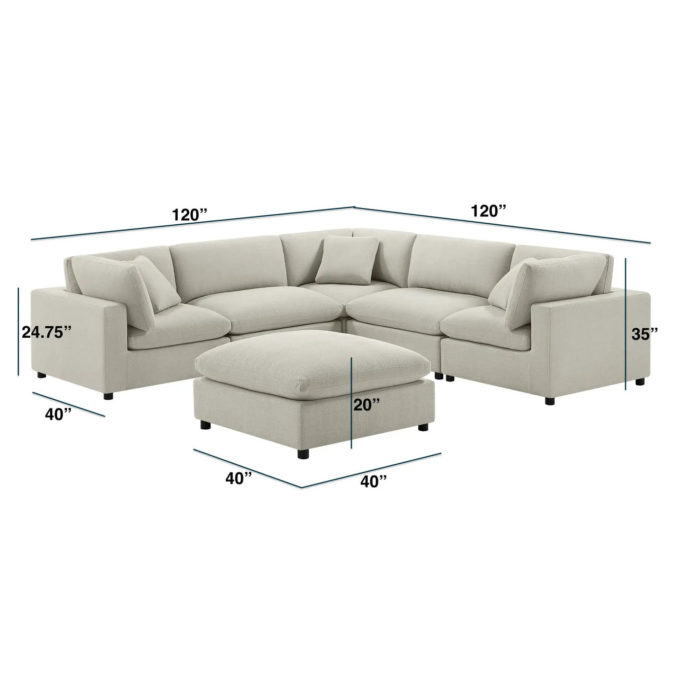 Cassandra - Sofa With Ottoman by HouseOfZazla