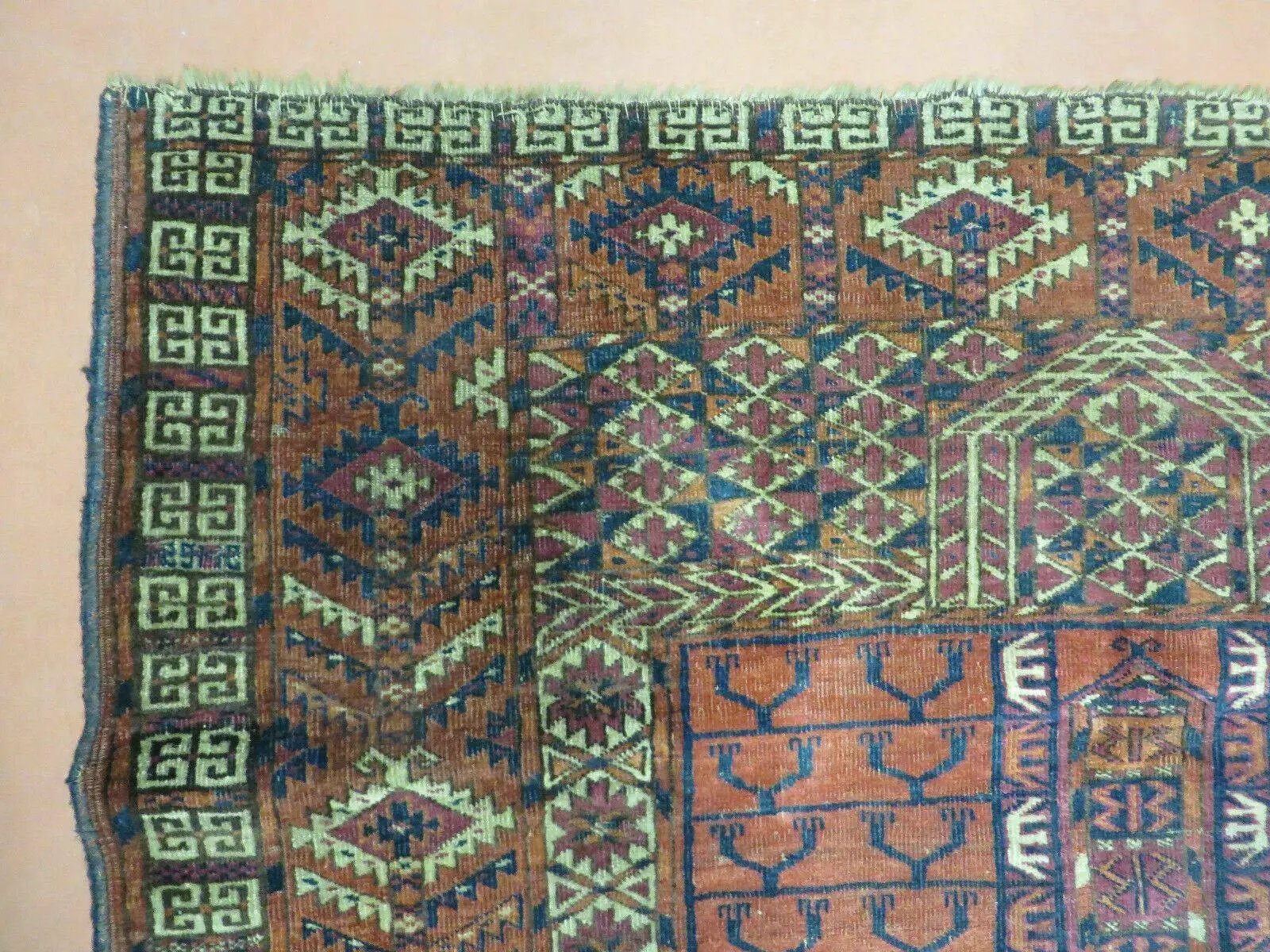 Antique Turkoman Ensi Wool Rug 4x5 by Jewel Rugs