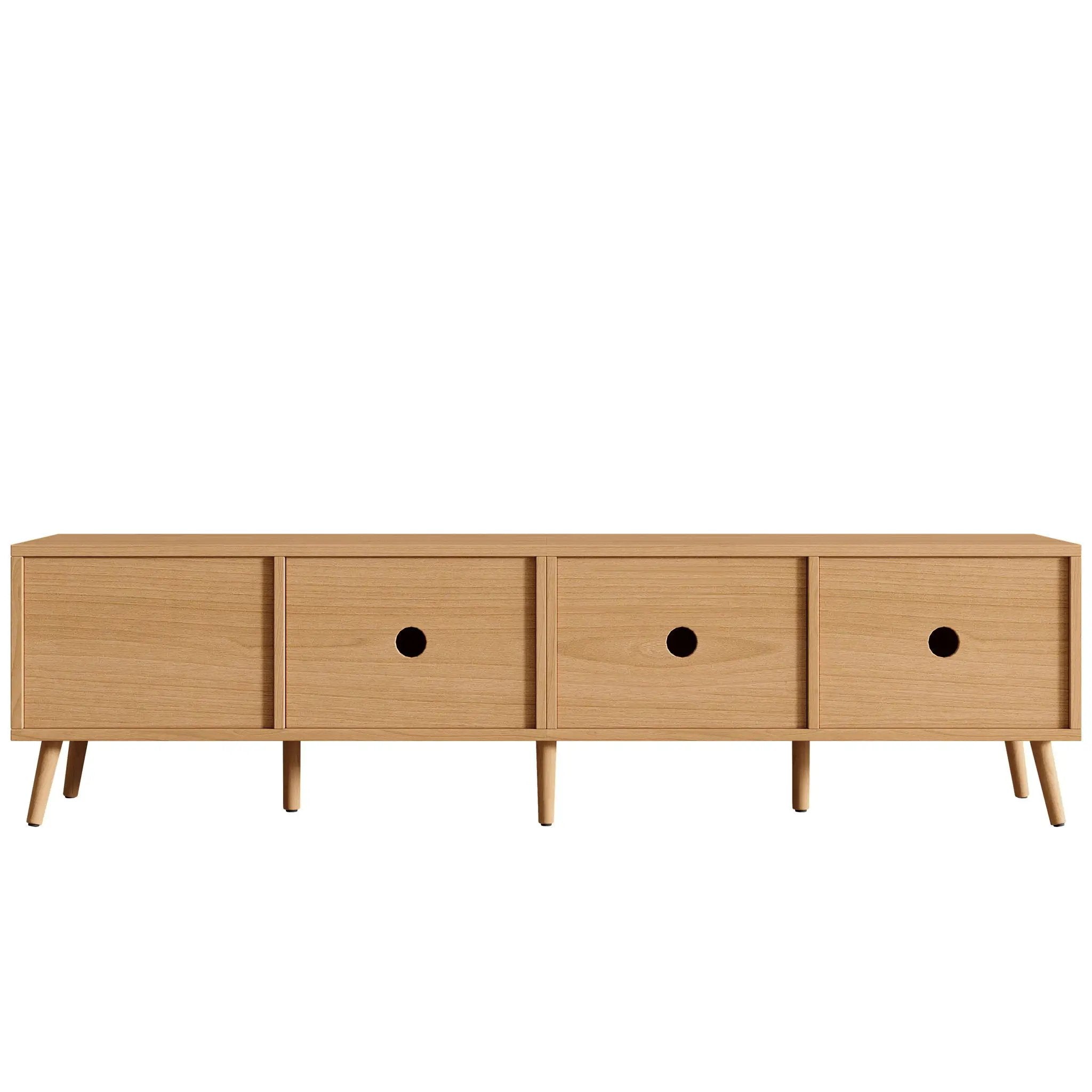 TV Stand, Media Console, 2 Drawers & Cable Management - Natural Wood by HouseOfZazla
