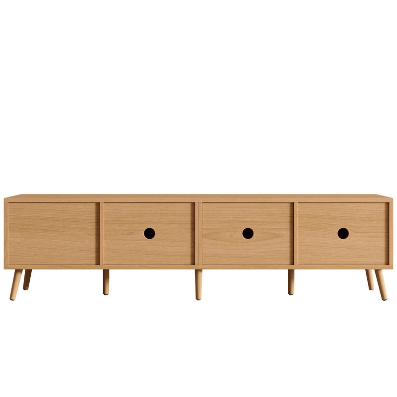 TV Stand, Media Console, 2 Drawers & Cable Management - Natural Wood by HouseOfZazla