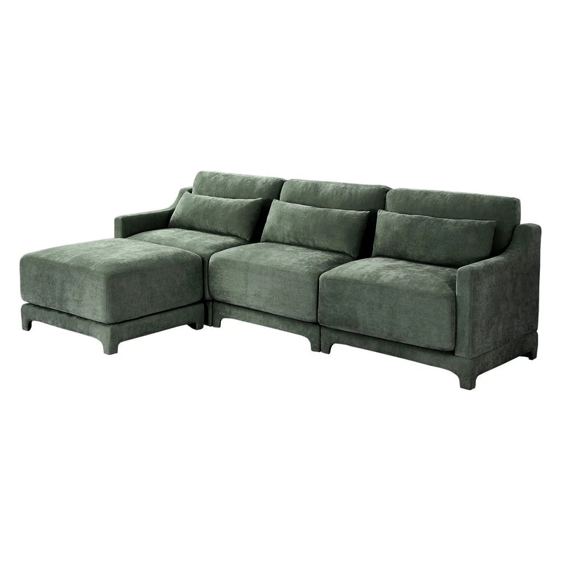 Stylish Sofa With Ottoman And Lumbar Pillows, Ergonomic Design by Unique Piece Furniture