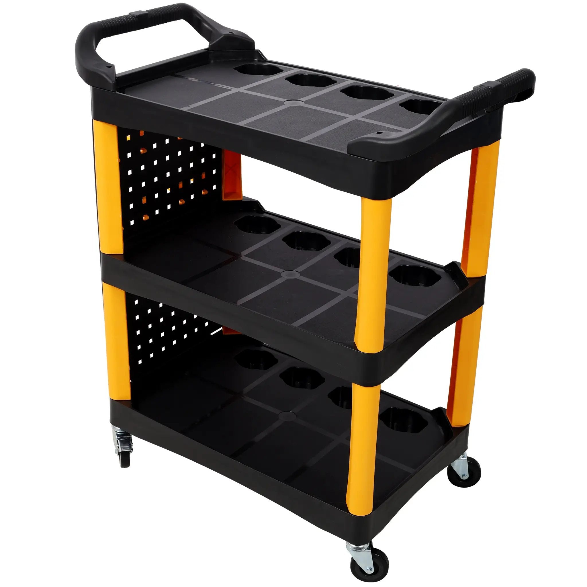 3 Tier Rolling Auto Detail Cart With Wheels - Yellow & Black by HouseOfZazla