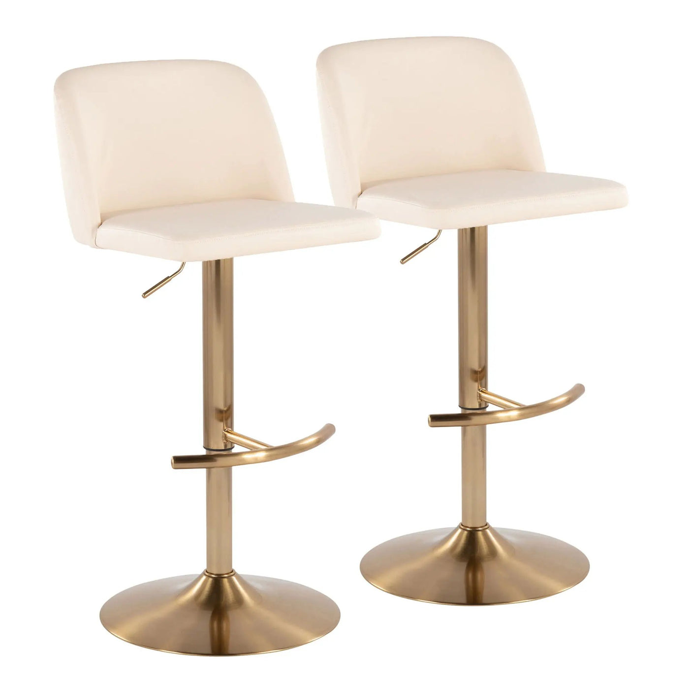 Toriano - Contemporary Adjustable Barstool With Swivel With Rounded T Footrest (Set of 2) by HouseOfZazla